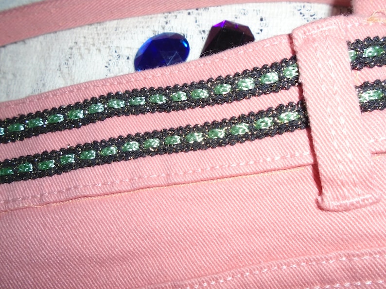 Beaded Fringe on Coral denim