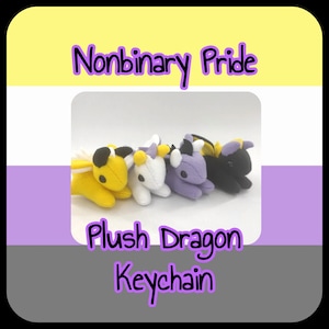 NonBinary Pride Plush Dragon Keychain