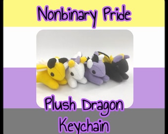 NonBinary Pride Plush Dragon Keychain