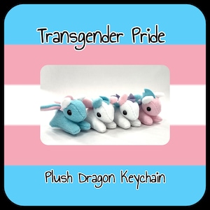 Trans Pride Plush Dragon Keychain