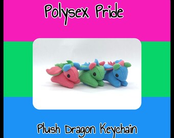 Polysexual Pride Plush Dragon Keychain