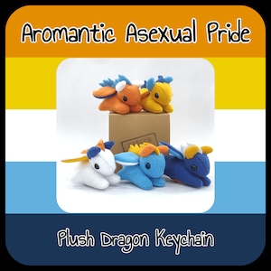 Aro Ace Pride Plush Dragon Keychain