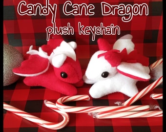 Candy Cane Dragon Plush Keychain