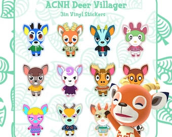 Anthropomorphic Deer Villager 3in Vinyl Stickers