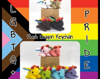LGBTQ+ Pride Plush Dragon Keychain