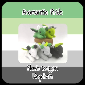 Aromantic Pride Plush Dragon Keychain