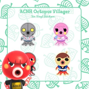 Anthropomorphic Octopus Villager 3in Vinyl Stickers