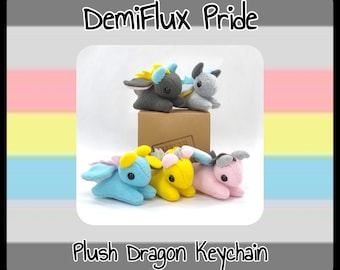 DemiFlux Pride Plush Dragon Keychain