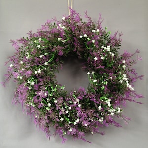 SPRING PROMO! Artificial Lavender / Heather Meadow Flower Decoration Door Wreath - Large