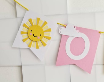 Banderines Sunshine One, banderines You Are My Sunshine, decoración de pared rosa para primer cumpleaños, banderines para trona, accesorios para tartas smash