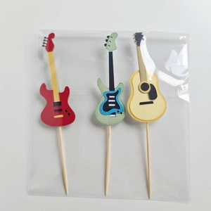 Guitar Birthday Toppers, Guitar Cake Toppers, Guitar Cupcakes,  Cake Smash Props