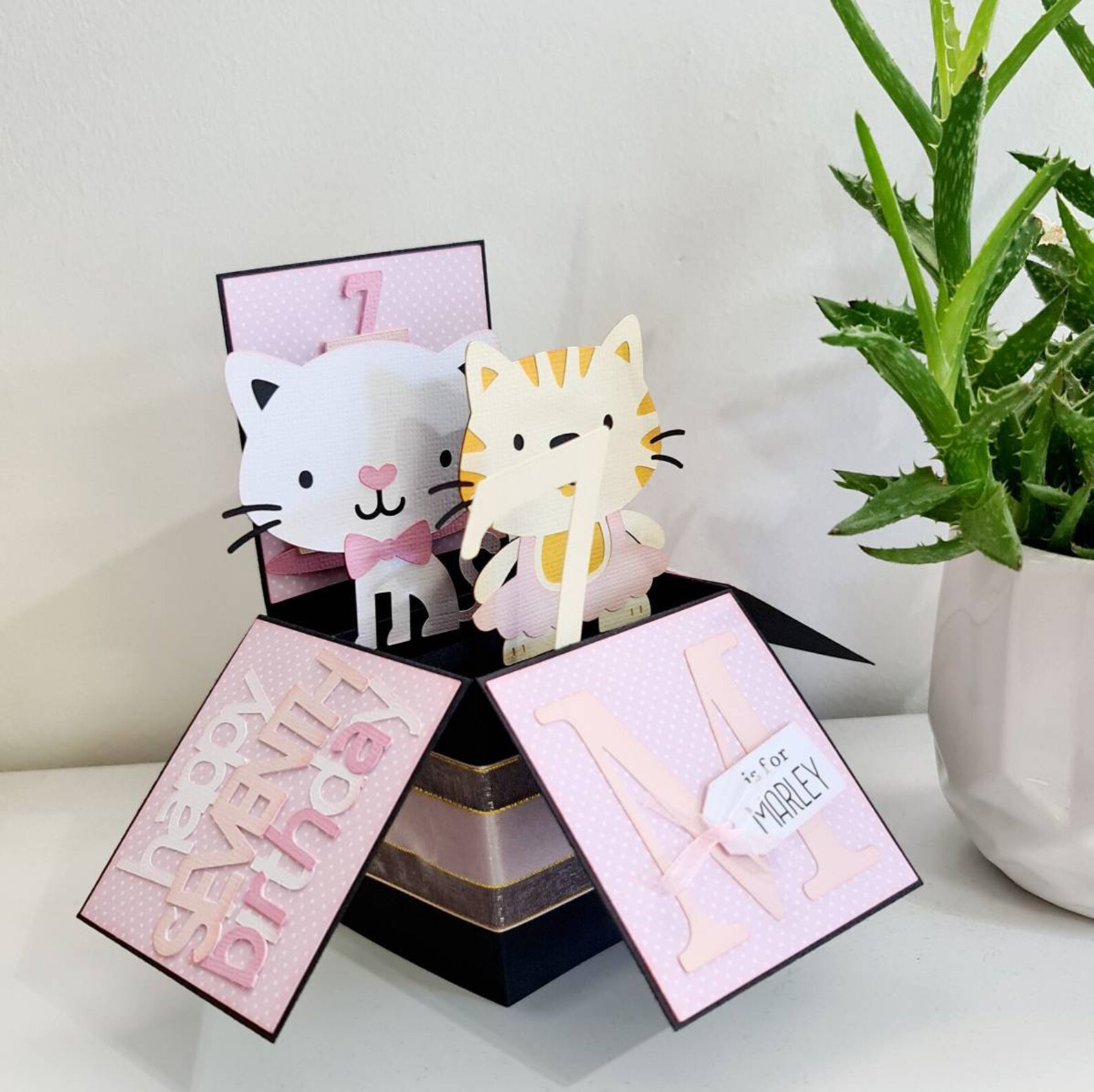 Kitten Pop up Box Card, Cute Cats Box Card, First Birthday Kitten Card ...