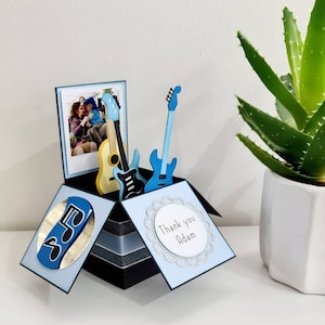 Personalised Guitar Pop Up Card, Unique Guitars Birthday Card, Guitar Box Card, Father's Day Gift image 3
