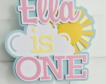 Adorno personalizado para tarta de cumpleaños con diseño de sol, adornos para cupcakes con diseño de sol y nubes, accesorios para la sesión de fotos de primer cumpleaños con tarta.