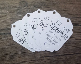 Sparkler Tags Personalised for wedding, party, anniversary and engagement, Let Love Sparkle