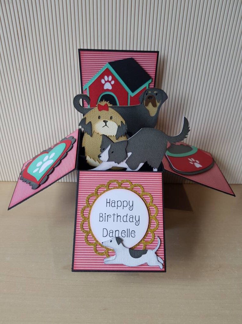 Personalised 3D Pop up Dog Card, Unique Dog Birthday Box Card - Etsy