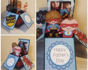 Super Dad Card, Super Hero Card, Father's Day Card, Birthday Card, Box Card, Pop Up Card, Unique, Handmade, Personalised, Personalized