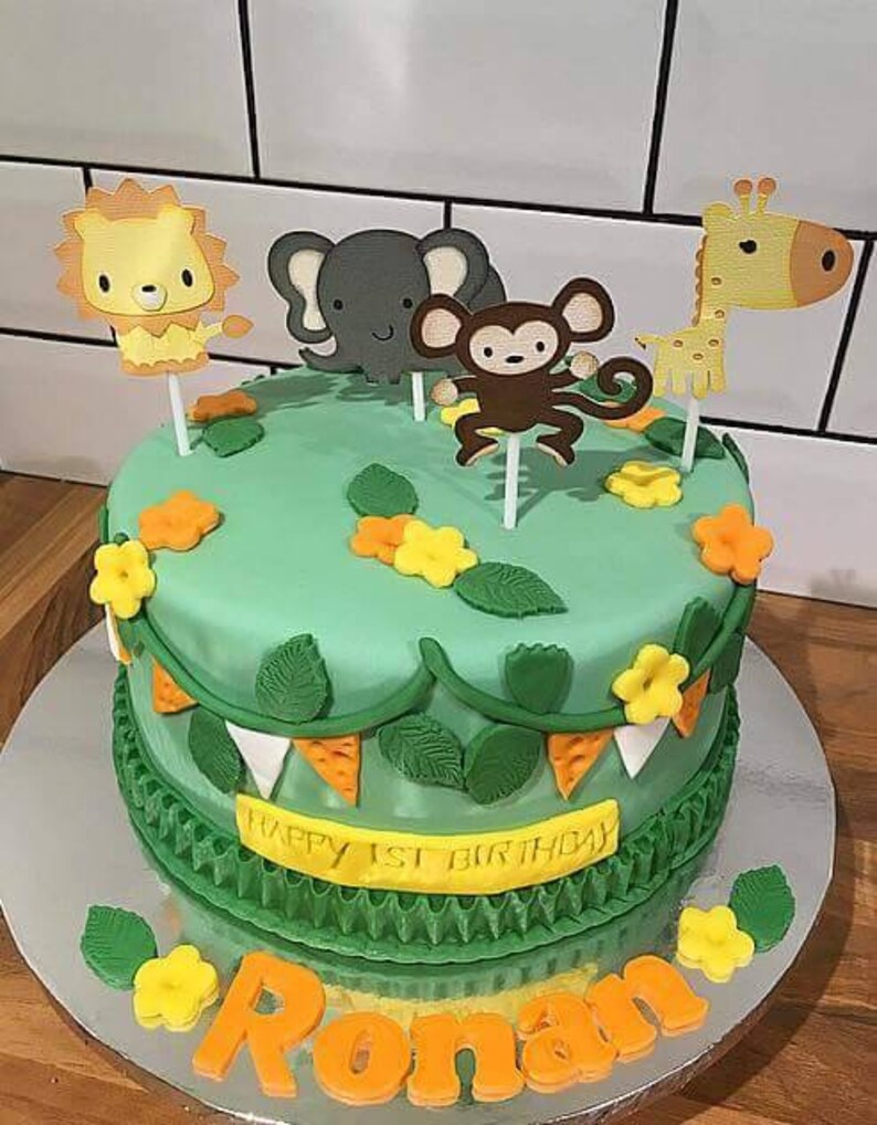 Jungle or Monkey themed Personalised Cake Bunting Cake Topper