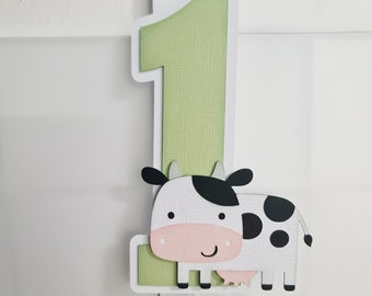 Adorno para tarta con número de vaca de granja y edad, centro de mesa personalizado para tarta de granja, accesorios para aplastar tarta de granja