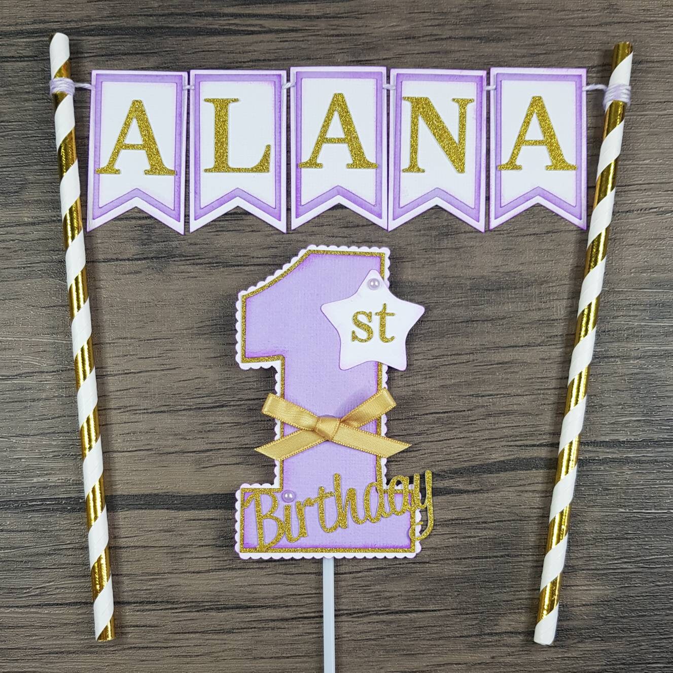Pink and Gold One Cake Topper Blue and Silver Bunting Topper - Etsy