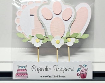 Bunny Tail Cupcake Toppers, Rabbit Cake Toppers, First Birthday Cake Smash Props