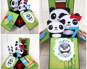 Panda Pop Up Box Card, Panda Birthday Pop Up Card