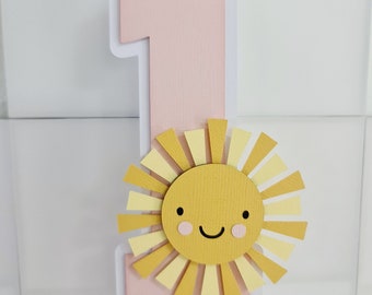 Adorno para tarta de cumpleaños con número de sol, adorno para tarta de primer cumpleaños con sol, accesorios para tarta de primer cumpleaños