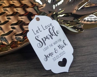 Let Love Sparkle Tags, Light the way, Personalised Sparkler Tags for wedding, party, anniversary, engagement