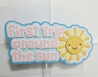 Adorno para tarta de cumpleaños con tema de sol, primer viaje alrededor del sol, adorno para tarta de primer cumpleaños con tema de sol, accesorios para tarta de primer cumpleaños
