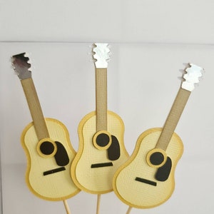 Guitar Birthday Cupcake Toppers, Guitar Cake Toppers, Cake Smash Props