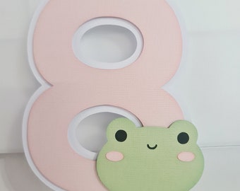 Adorno para tarta de rana con la edad, centro de mesa personalizado para tarta de rana, accesorios para tarta de rana