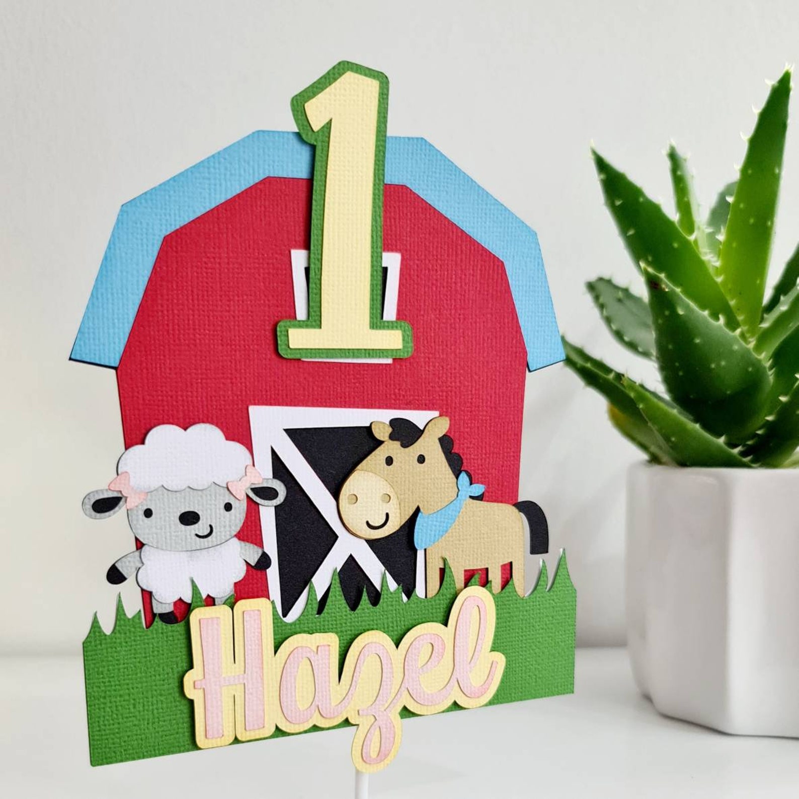 Farm Animals Cake Topper With Name and Age Personalised Etsy UK