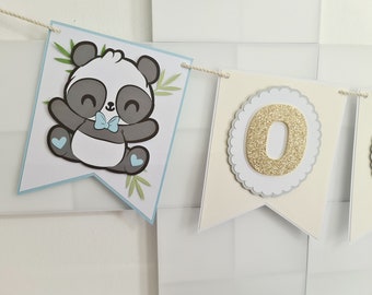 Panda One Bunting, First Birthday Wall Decor, High Chair Bunting, Cake Smash Props