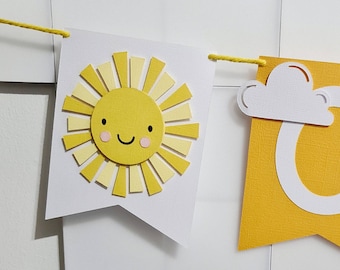 Banderines Sunshine One, banderines You Are My Sunshine, decoración de pared naranja para primer cumpleaños, banderines para trona, accesorios para tartas smash