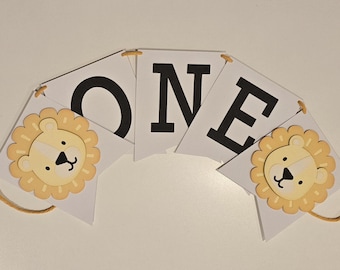 Banderines personalizados de León Uno, banderines de León para primer cumpleaños, decoración de pared de cumpleaños, accesorios para aplastar tartas