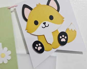 Fox One Bunting, Woodland Bunting, Decoración de la pared del primer cumpleaños, Bunting de silla alta, Cake Smash Props