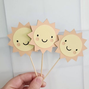 Sunshine Birthday Cupcake Toppers, Sun Cake Toppers, First Birthday Cake Smash Props