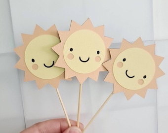 Sunshine Birthday Cupcake Toppers, Sun Cake Toppers, First Birthday Cake Smash Props