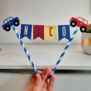 Cars Cake Topper With Name, First Birthday Bunting Cake Topper, Cake Smash Props