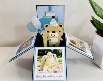 Handgemachte Pop Up Box Geburtstagskarte, Bär, Geburtstagskarte