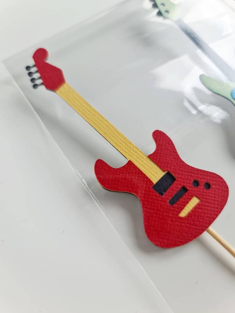 24 Decorazioni Per Cupcake A Forma Di Chitarra – Topper Per Torte E Dolci A Tema Musicale, In Carta, 9 Cm