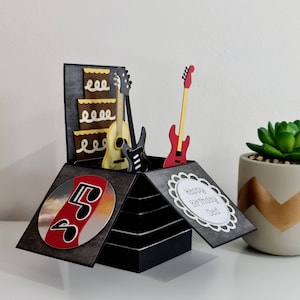 Personalised Guitar Pop Up Card, Unique Guitars Birthday Card, Guitar Box Card, Father's Day Gift image 2