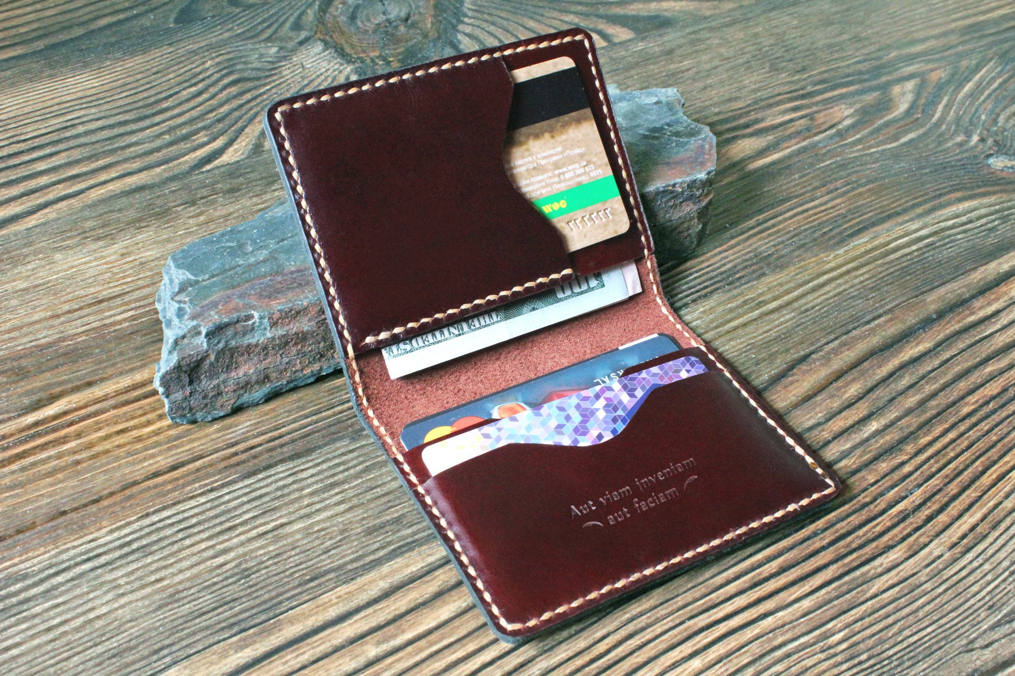 Card holder Leather card wallet Mens gift Front pocket ...