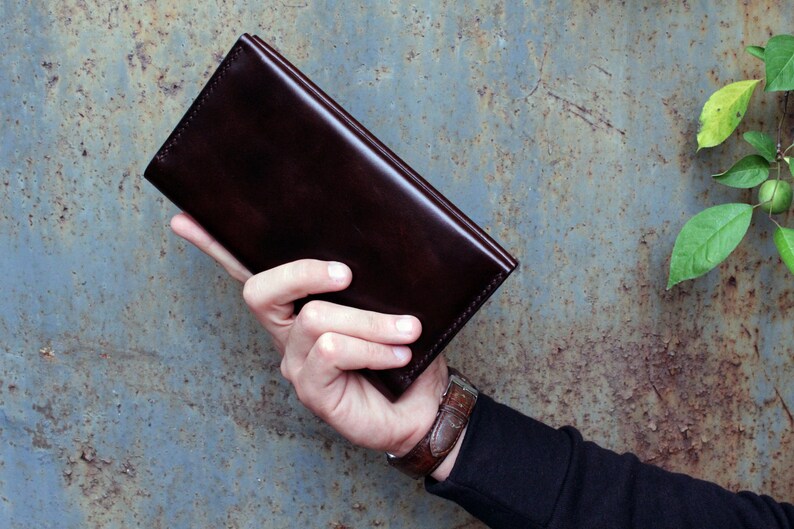Man Long Wallet Family Travel Wallet Organizer Long Leather Etsy
