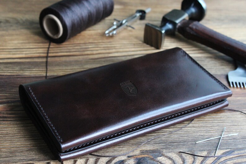 Man Long Wallet Family Travel Wallet Organizer Long Leather Etsy