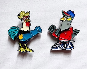 Fight night  1.25 ” double Prong with Spring Feature Soft Enamel Hat/Lapel Pin Set