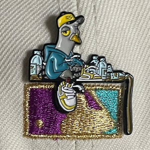 Cap the Pigeon batterman pin ”  1.25” Double  Prong Soft  Enamel Hat/Lapel Pin