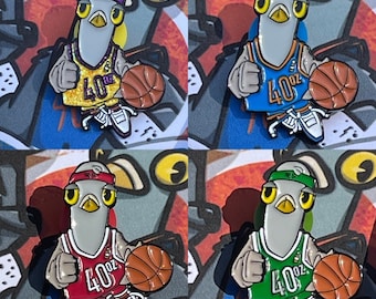 40oz Basketball Pigeon ~ 1.25 Single Prong Soft Enamel Hat/Lapel Pin