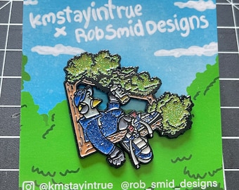 KMstayintru boarder pin  Collaboration  Soft Enamel hat/lapel pin with glitter features