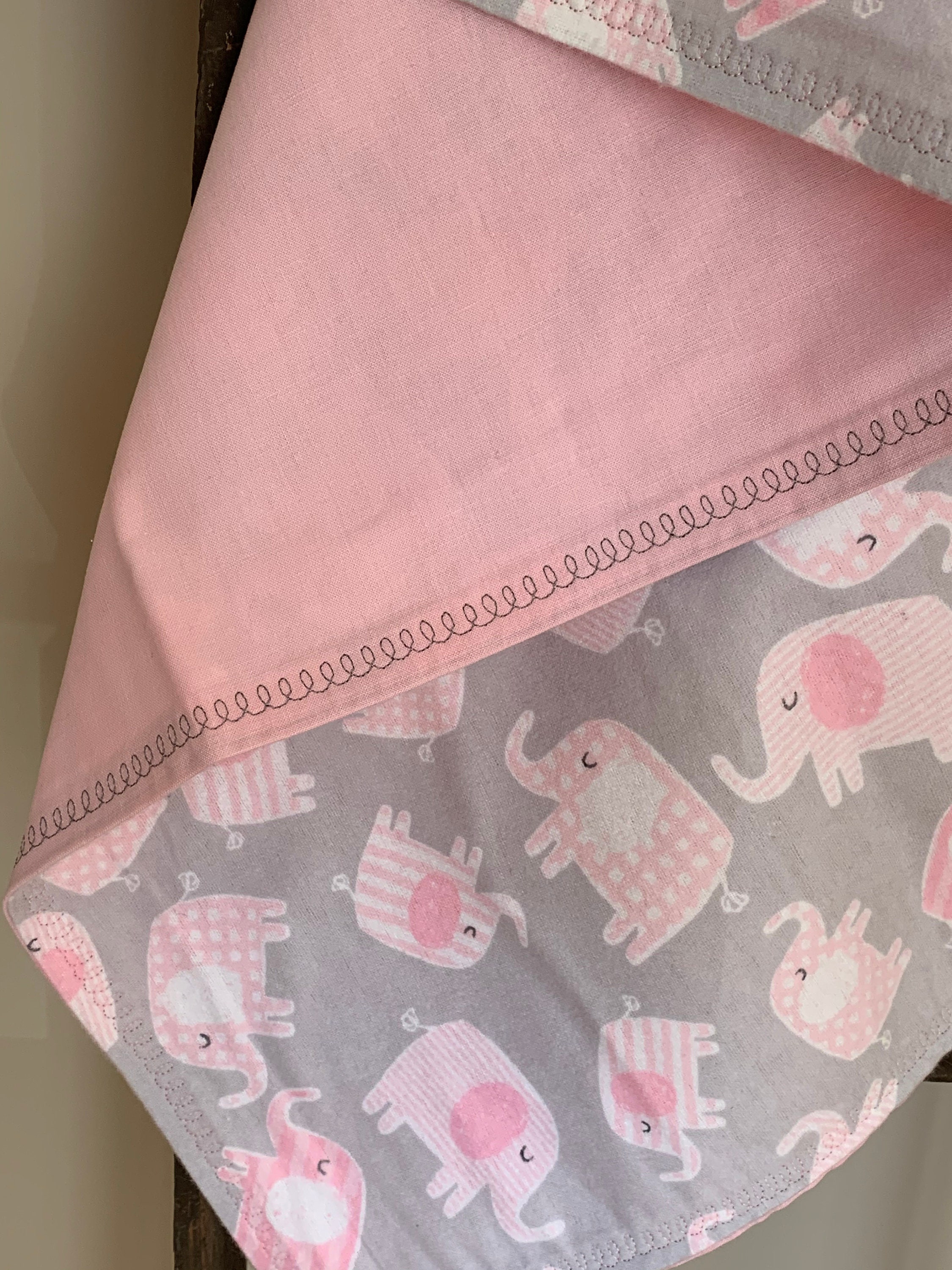 Gray & Pink Baby Elephant Swaddle Blanket Etsy